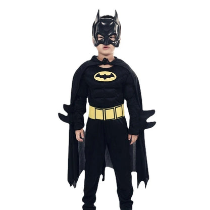 Kids Bat Cosplay Jumpsuit Hero Costume Suit with Cape Mask Men Superhero Wayne Cosplay High Quality Halloween Carnival Party